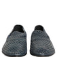 Blue Woven Raffia Slip On Loafers Men Shoes