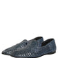 Blue Woven Raffia Slip On Loafers Men Shoes