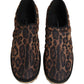 Brown Leopard Print Quilted Men Sneakers Shoes