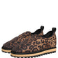 Brown Leopard Print Quilted Men Sneakers Shoes