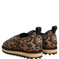 Brown Leopard Print Quilted Men Sneakers Shoes