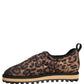 Brown Leopard Print Quilted Men Sneakers Shoes