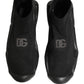 Black Slip On Wave Socks Men Sneakers Shoes