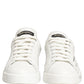 White Gold Low Top Leather Sneakers Shoes