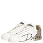 White Gold Low Top Leather Sneakers Shoes