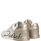 White Gold Low Top Leather Sneakers Shoes