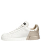 White Gold Low Top Leather Sneakers Shoes