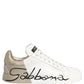 White Gold Low Top Leather Sneakers Shoes
