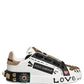 White Gold Studded Portofino Sneakers Shoes