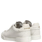 White Leather Logo Plaque Low Top Sneakers Shoes