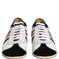Black White Leather Suede Low Top Sneakers Shoes