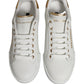 White Gold Embellished Low Top Sneakers Shoes