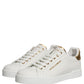 White Gold Embellished Low Top Sneakers Shoes
