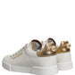 White Gold Embellished Low Top Sneakers Shoes