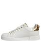 White Gold Embellished Low Top Sneakers Shoes
