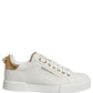 White Gold Embellished Low Top Sneakers Shoes