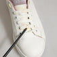 White Pink Leather Low Top Sneakers Shoes