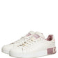 White Pink Leather Low Top Sneakers Shoes