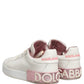White Pink Leather Low Top Sneakers Shoes