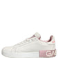 White Pink Leather Low Top Sneakers Shoes