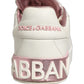 White Pink Leather Low Top Sneakers Shoes