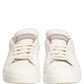 White Pink Leather Low Top Sneakers Shoes
