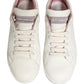White Pink Leather Low Top Sneakers Shoes