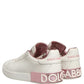 White Pink Leather Low Top Sneakers Shoes
