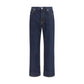 Blue Cotton Straight-Leg Jeans