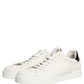 White Black Leather Lace Up Sneakers Shoes