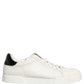 White Black Leather Lace Up Sneakers Shoes
