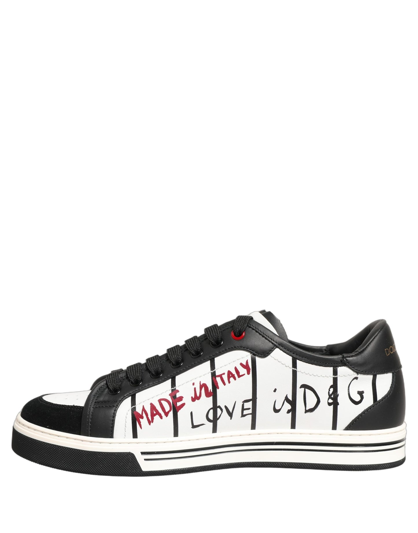 White Black DG Logo King Patch Low-Top Sneaker Shoes