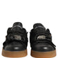 Black Leather Low Trainers Men Sneakers Shoes