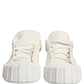 White Leather Low Top Lace Up Sneakers Shoes