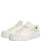 White Leather Low Top Lace Up Sneakers Shoes