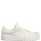 White Leather Low Top Lace Up Sneakers Shoes