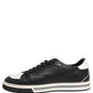 Black Leather Crown Milano Men Sneakers Shoes
