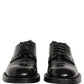 Black Leather Lace Up Derby Dress Men Shoes