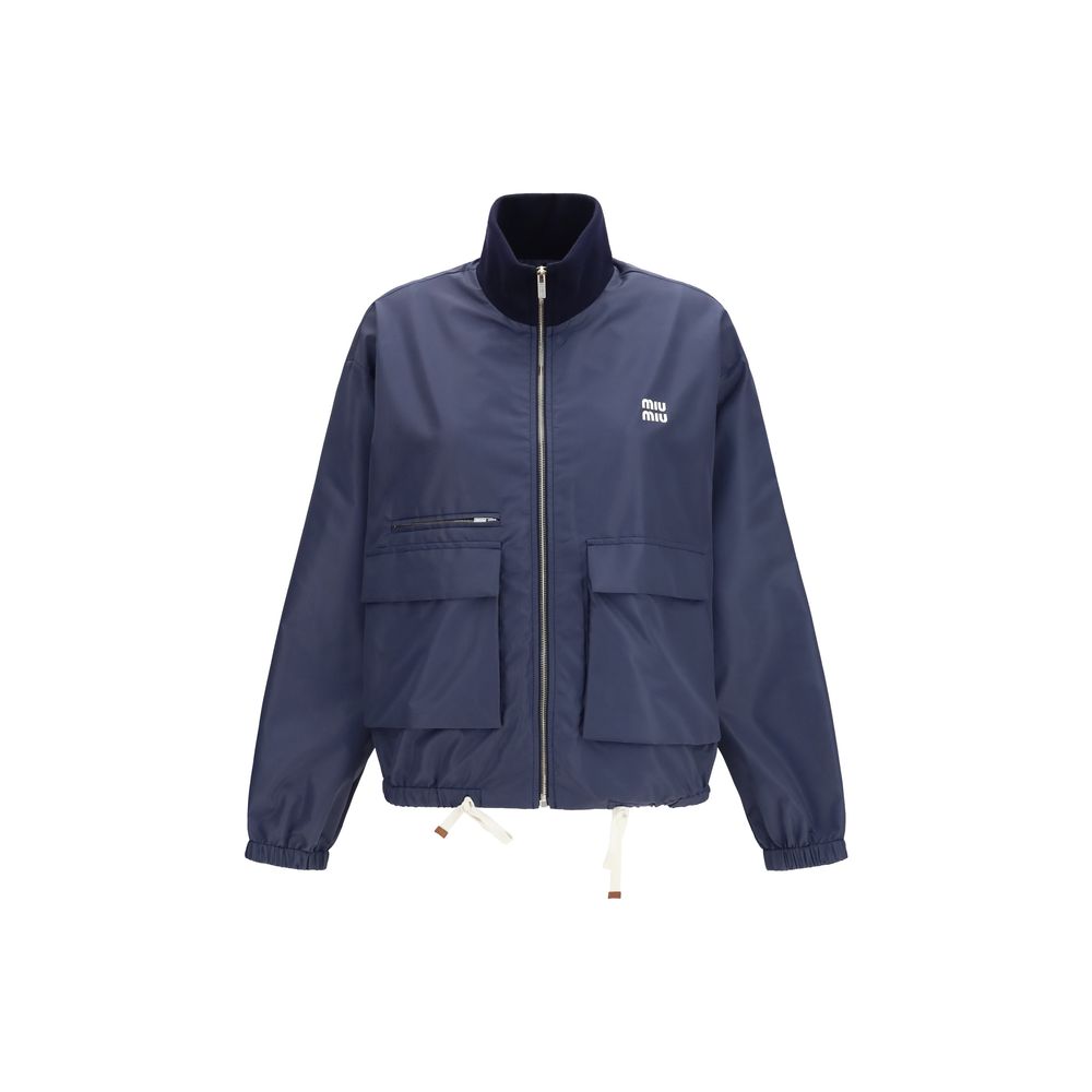 Blue Polyester Full-Length Jacket