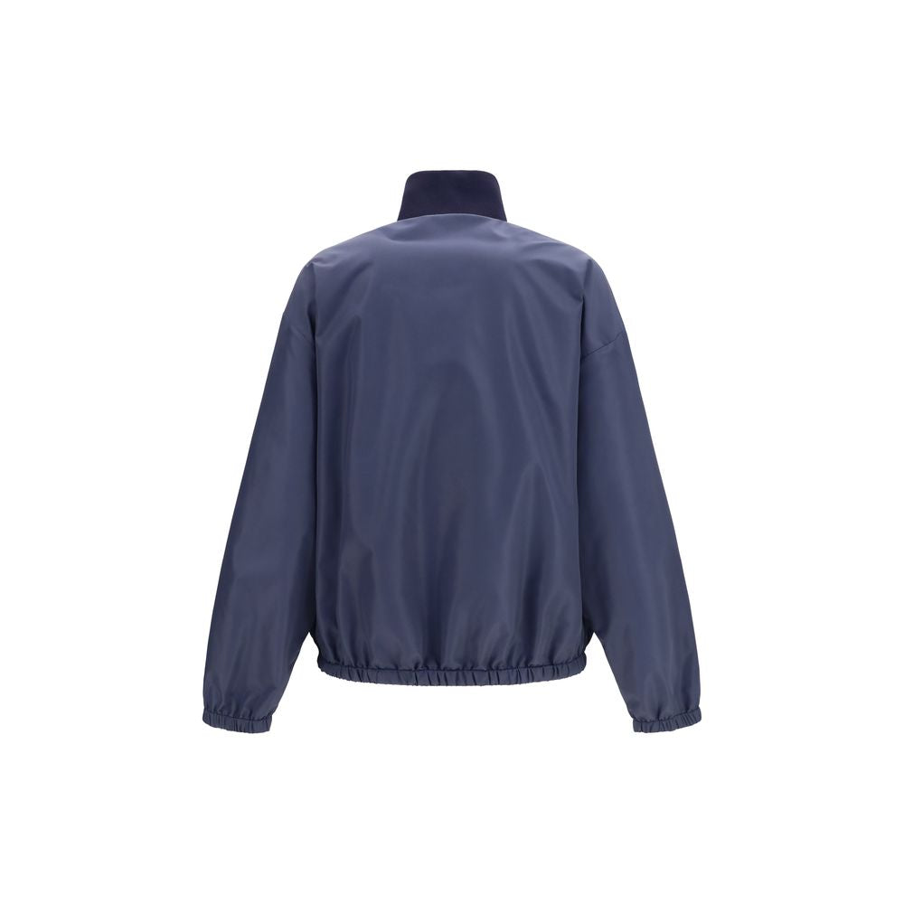 Blue Polyester Full-Length Jacket