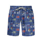 Blue Polyester Men's Swimwear