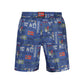 Blue Polyester Men's Swimwear