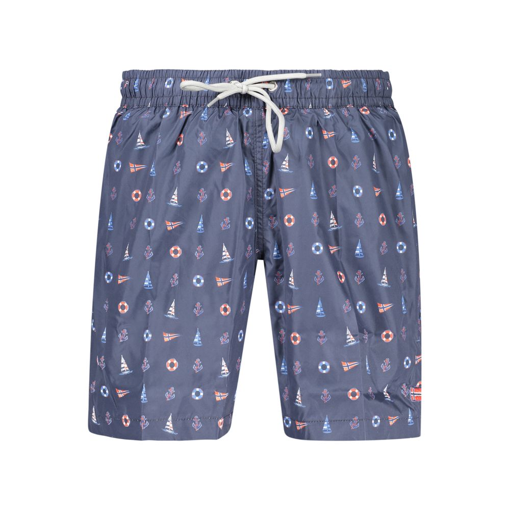 Blue Polyester Men's Swim Shorts