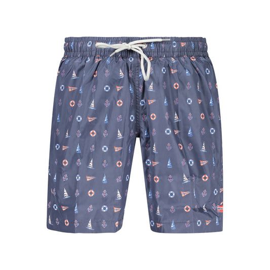 Blue Polyester Men's Swim Shorts