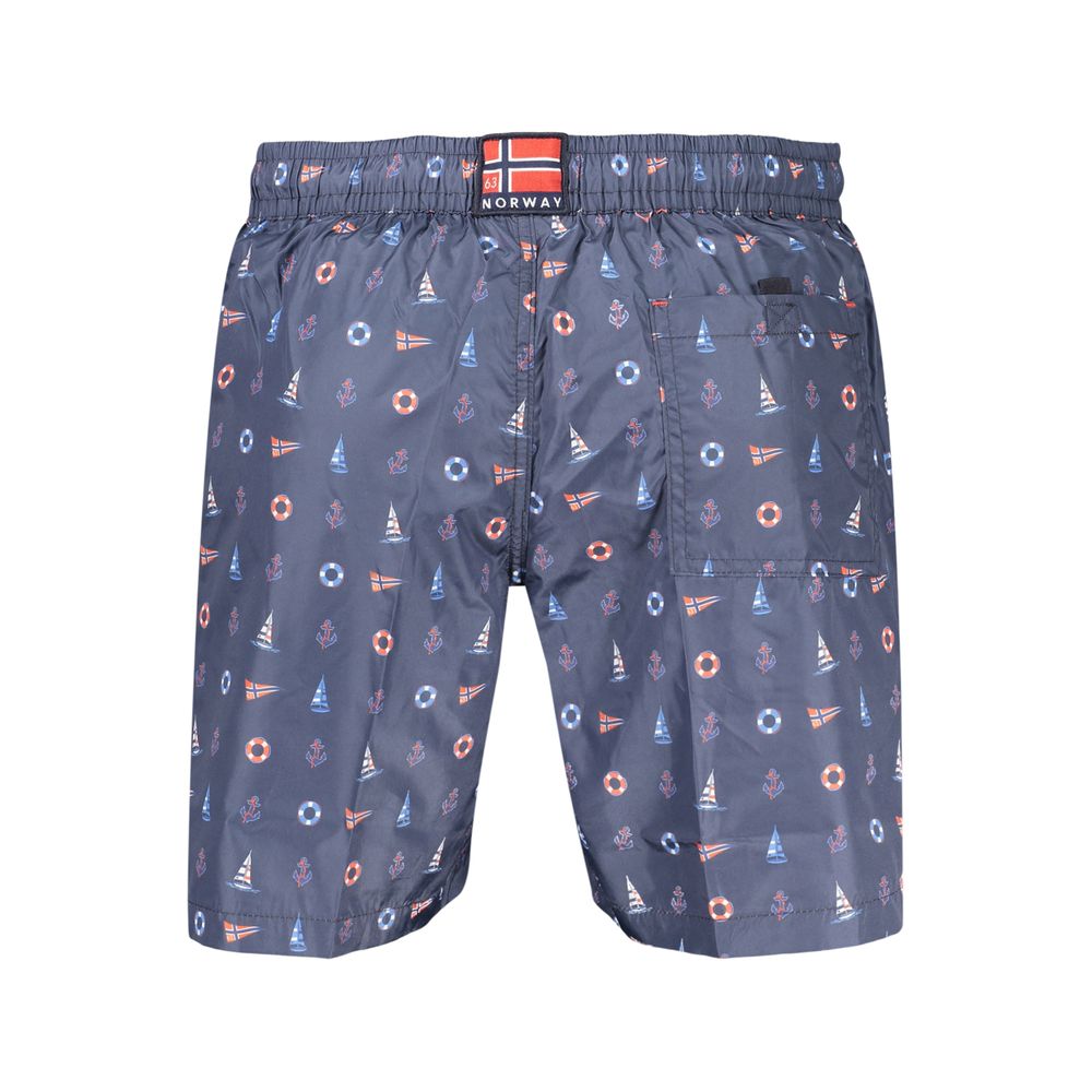 Blue Polyester Men's Swim Shorts