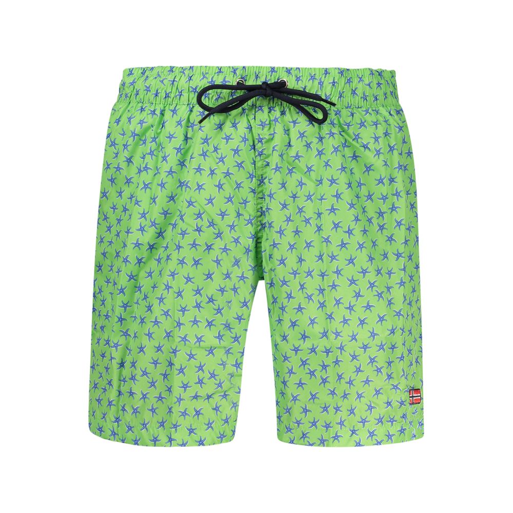 Green Polyester Men's Swim Shorts