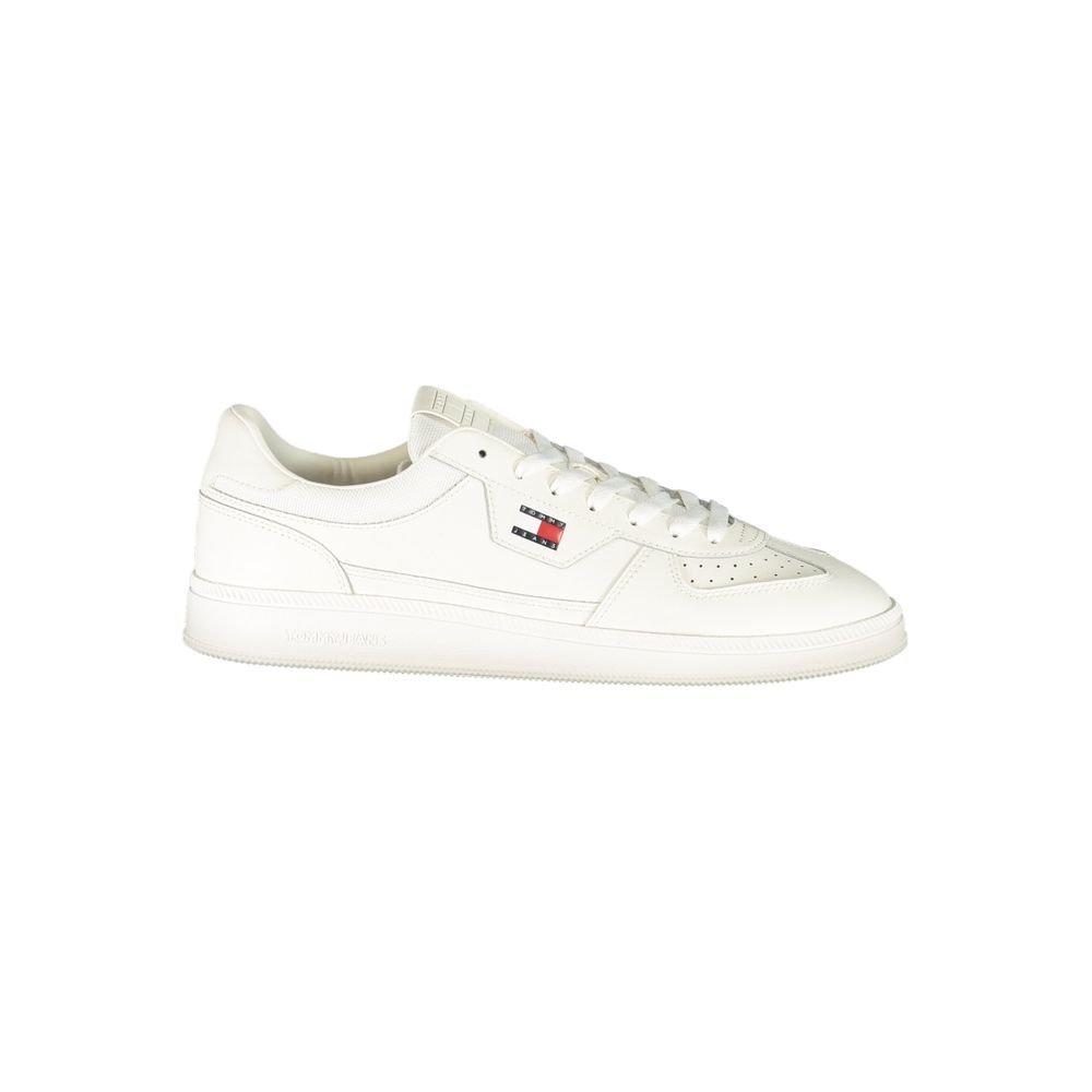 White Polyester Athletic Sneakers