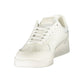 White Polyester Athletic Sneakers