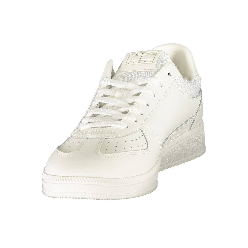 White Polyester Athletic Sneakers
