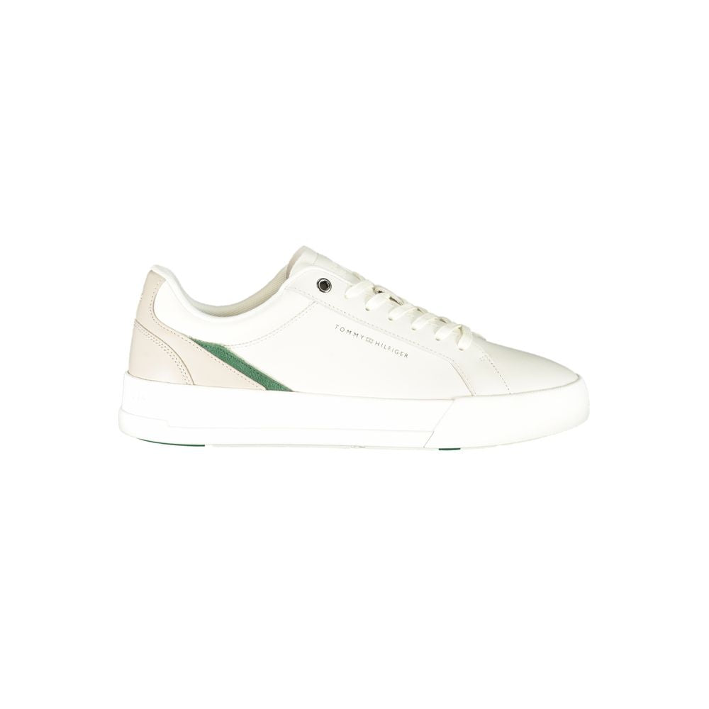 White Polyester Athletic Sneakers